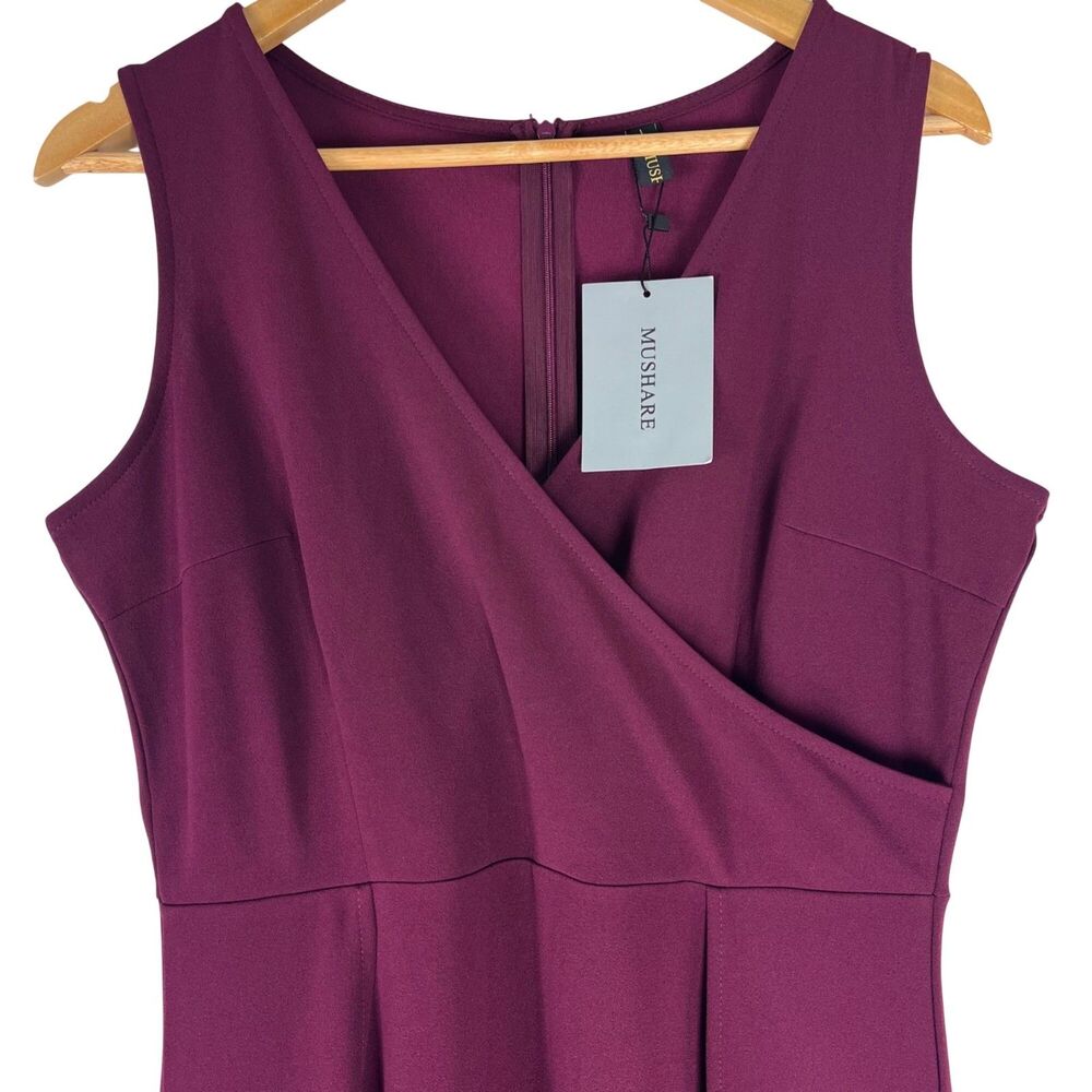 Burgundy Palazzo Jumpsuit Women’s Formal Dress Illusion Wide Leg size L NWT - Picture 6 of 15